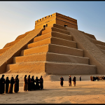 인류 최초의 도시 우르 - **

"The Ziggurat of Ur at sunset, a towering mud-brick structure in the Mesopotamian landscape, ful...